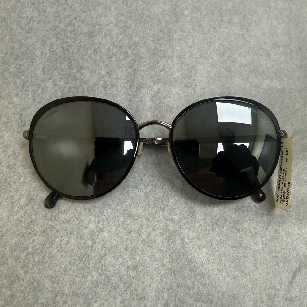 Chanel Women’s Dark Gray Frame Round Sunglasses